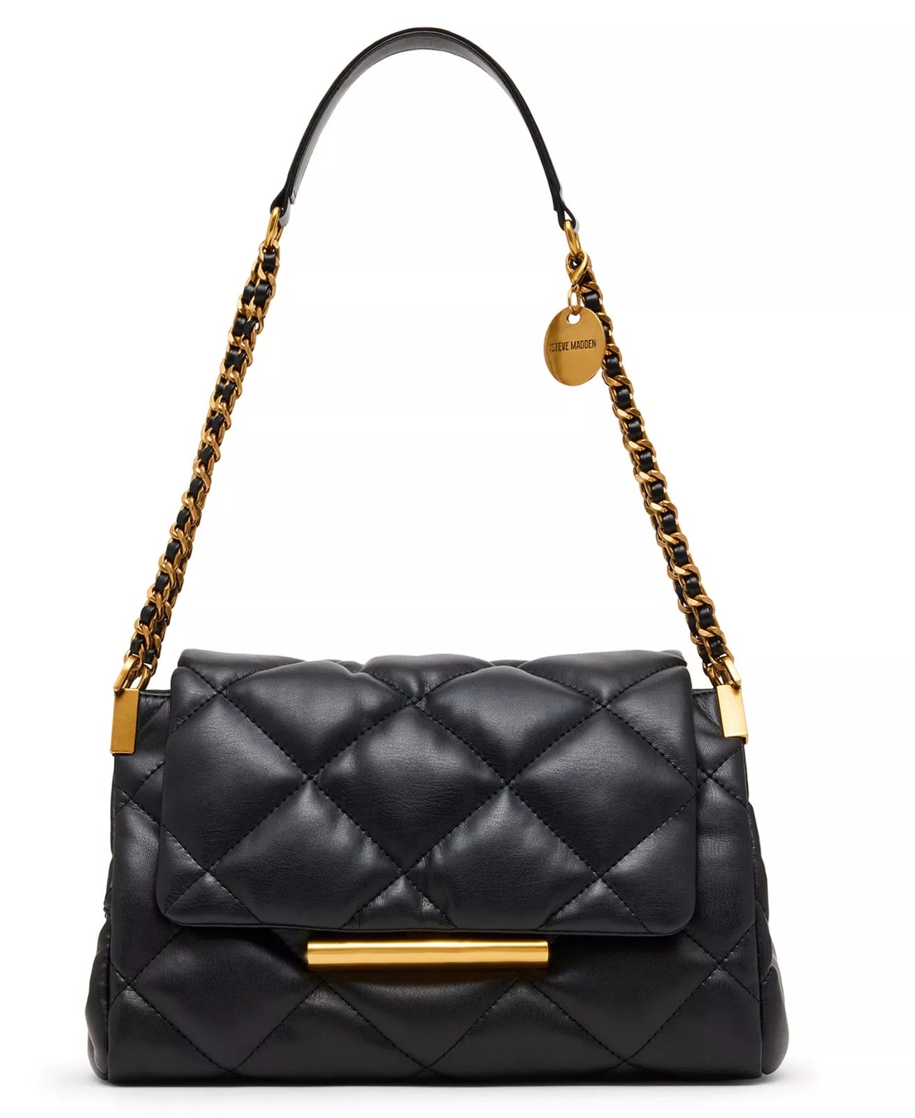 Steve Madden Quilted Negro con Cadena Dorada