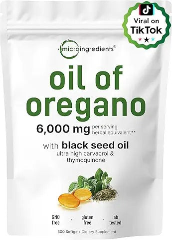 Micro Ingredients Aceite de Orégano con Black Seed Oil 300 Cápsulas
