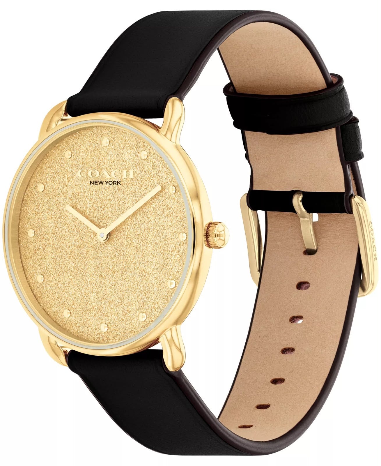 Reloj Coach New York Dorado Correa Negra
