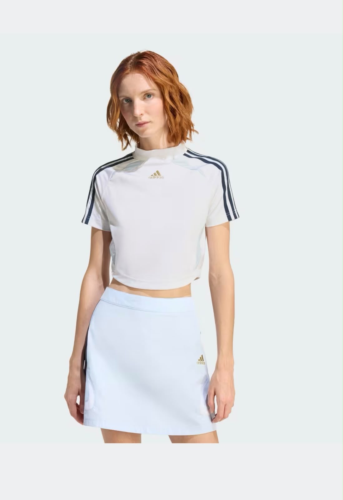 Set Adidas Crop — Blanco con Falda
